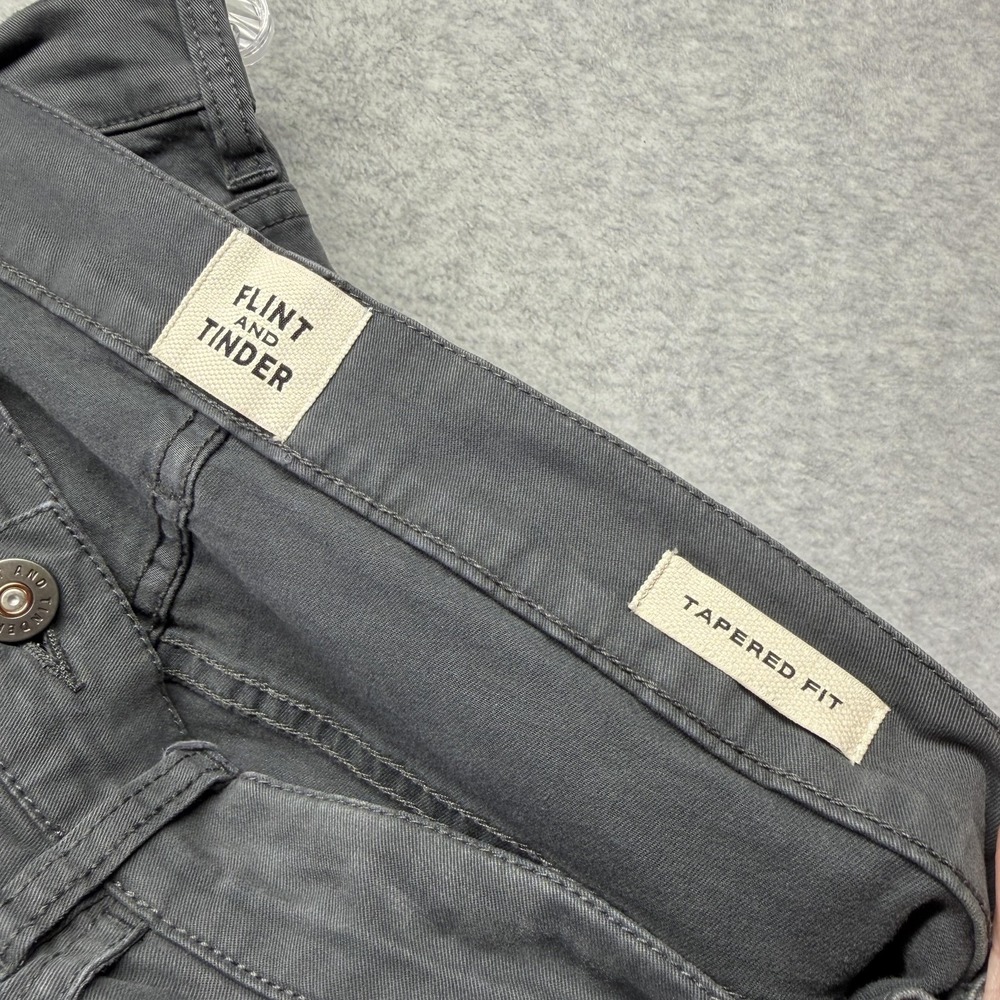Flint And Tinder Pants Mens 33x30 Gray Chino Tapered Fit Stretch 5-Pocket - Picture 6 of 9